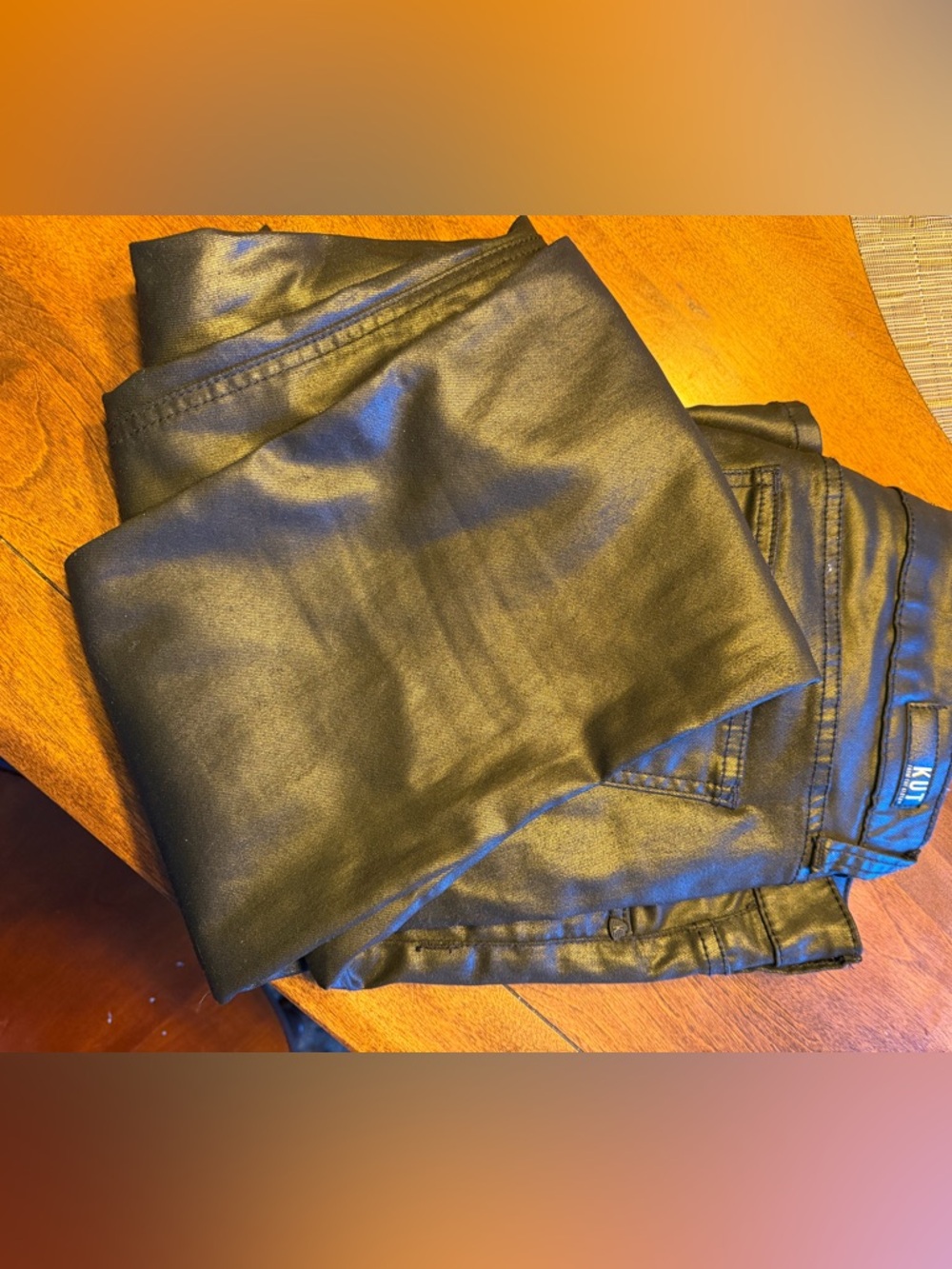 Kut from the Kloth Black Shiny Coated Skinny Jeans